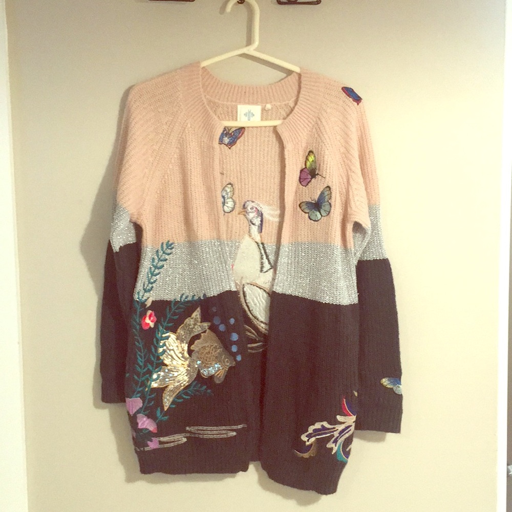 Dreamy embroidered Anthropologie cardigan